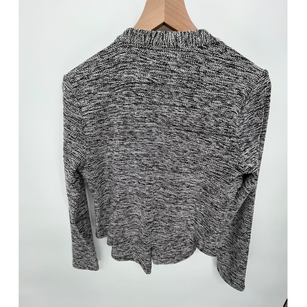 Ann Taylor Drape Front Cardigan Womens Size M Black White Marl Open Front Jacket - Picture 6 of 8
